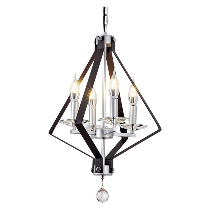 4 light lantern chandelier black silver square cage pendant hanging light fixture