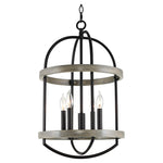 4 light lantern pendant light adjustable chandelier with wood style and black finish