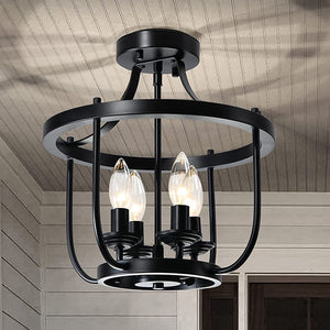 4 light semi flush mount ceiling lighting fixture farmhouse black cage ceiling lamp
