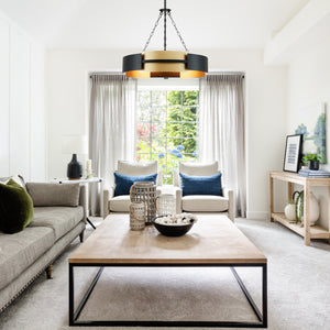 5-Light drum Industrial light fixture Black pendant lighting kitchen island hanging light