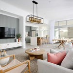 6-Light rectangle pendant light Black crystal chandelier lights farmhouse kitchen light
