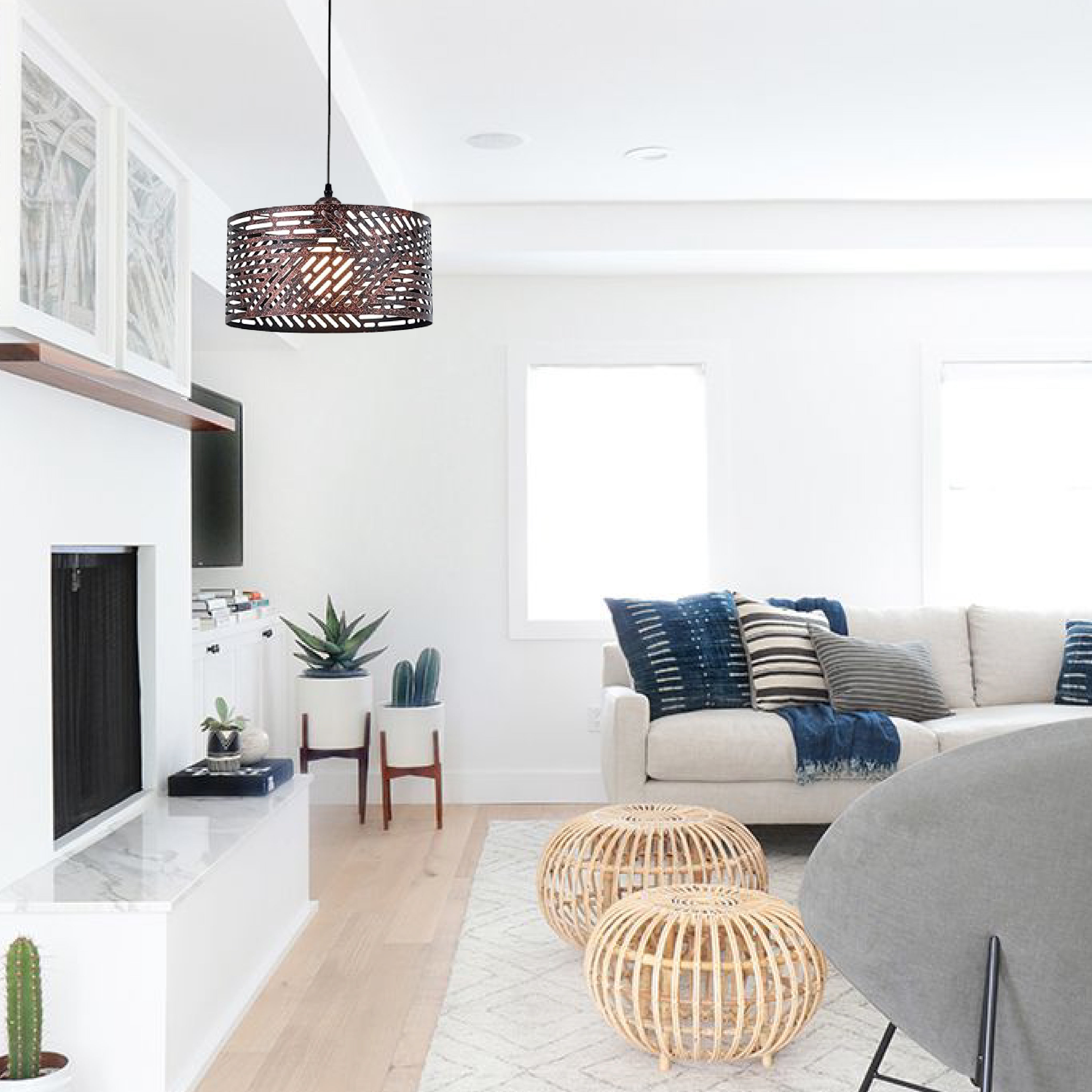 1-Light modern island lights brown pendant light iron hanging lamp
