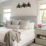 3-Light industrial fixtures light matte black wall sconce light steel vanity light