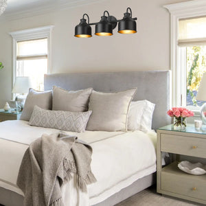 3-Light industrial fixtures light matte black wall sconce light steel vanity light