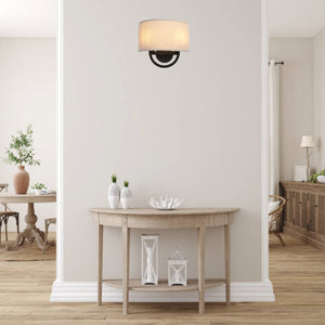 2-Lights industrial  sconce light black and white wall lighting iron and fabric fixture light