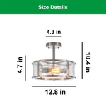 2 Light bulbs light silver light fixture glass, metal ceiling light