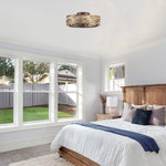 Led ceiling with fan walnut Crystal fan in light  fan  iron inside light