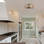 Led ceiling with fan walnut Crystal fan in light  fan  iron inside light