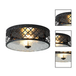 12” Light fixture black ceiling lighting glass, metal flush mount ceiling light