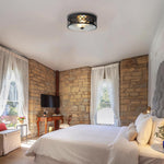 12” Light fixture black ceiling lighting glass, metal flush mount ceiling light