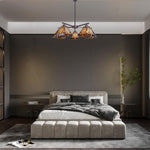 5 Light light bulb Amber brown light fixtures glass, metal pendant light