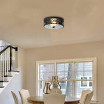12” Light fixture black ceiling lighting glass, metal flush mount ceiling light