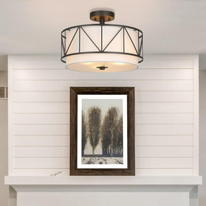 16 inch bedroom light bronze ceiling light iron+fabric drum light
