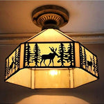 Vintage ceiling light beige hallway light metal + art glass balcony light