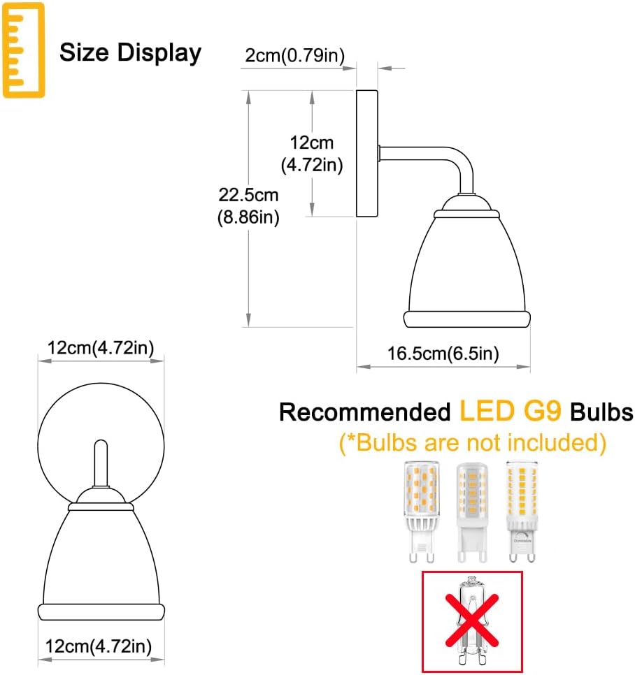 Set of 2 wall light amber bathroom light glass bedroom roome