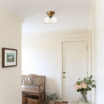 Modern semi flush lighting fixture glass ceiling lamp with brass finish