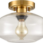 Modern semi flush lighting fixture glass ceiling lamp with brass finish