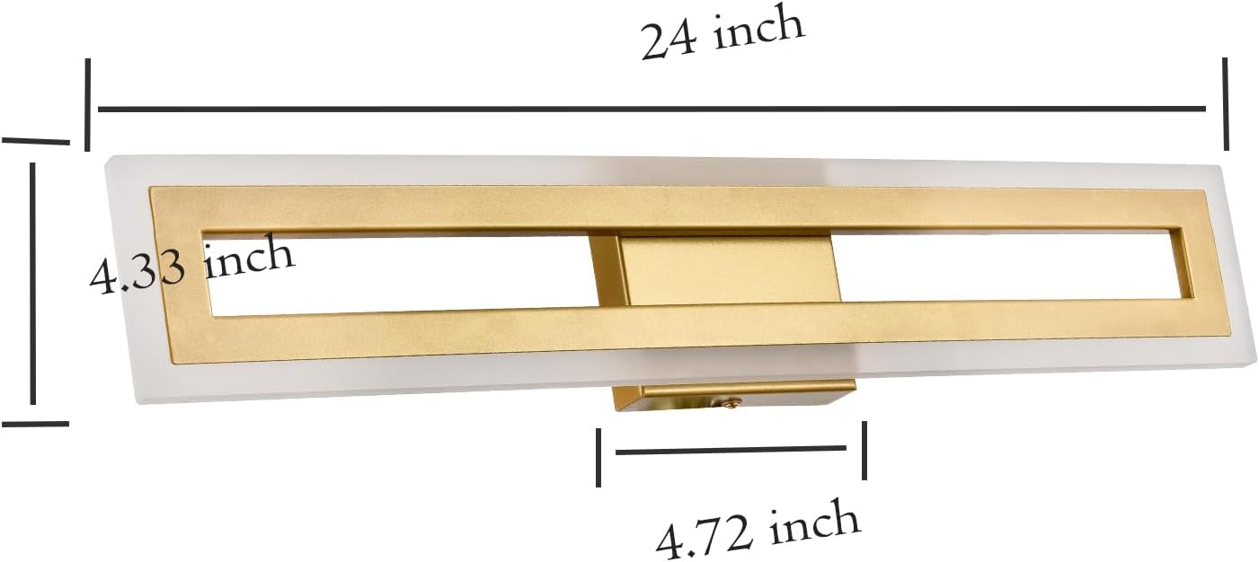 24 Inch Wall Light Gold mounted light Plastic, Metal bathroom light