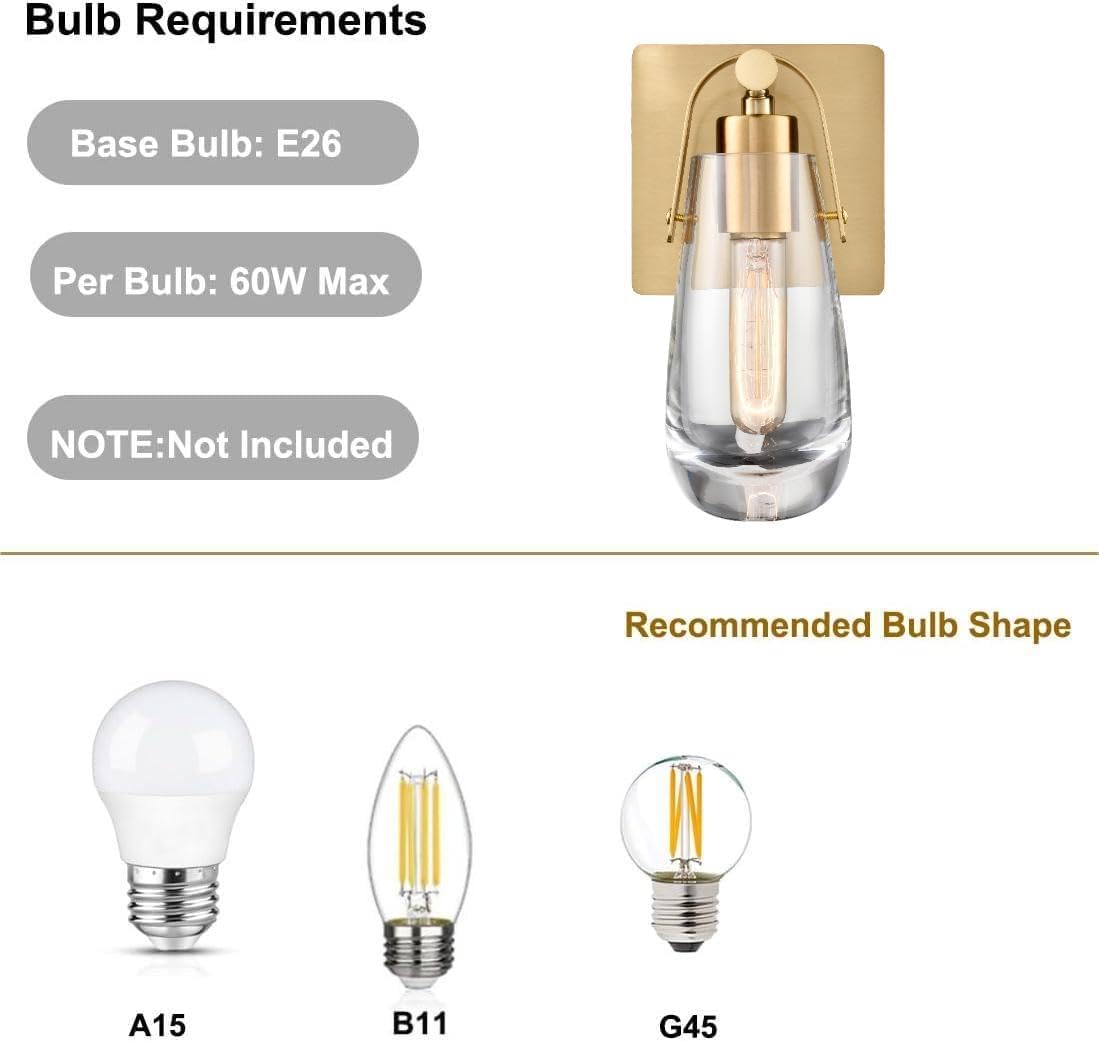 Modern wall light gold vanity light glass, metal mount light