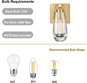 Modern wall light gold vanity light glass, metal mount light