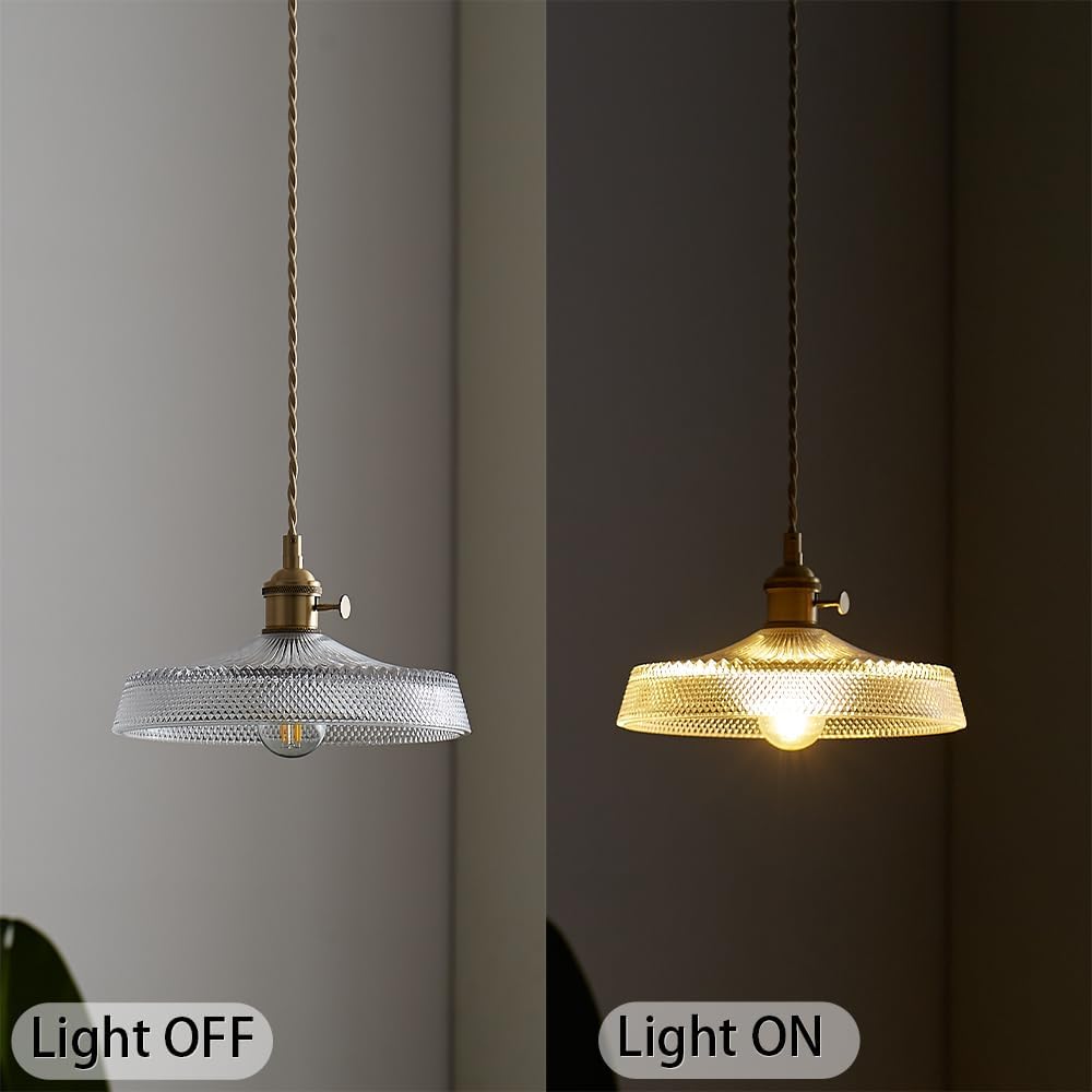 Antique pendant light clear glass hanging light glass copper kitchen light