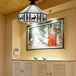 Vintage ceiling light beige hallway light metal + art glass balcony light