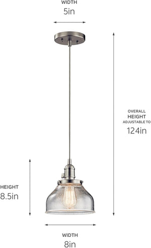 Pendant light brushed nickle mini bell light alloy steel, glass seeded light