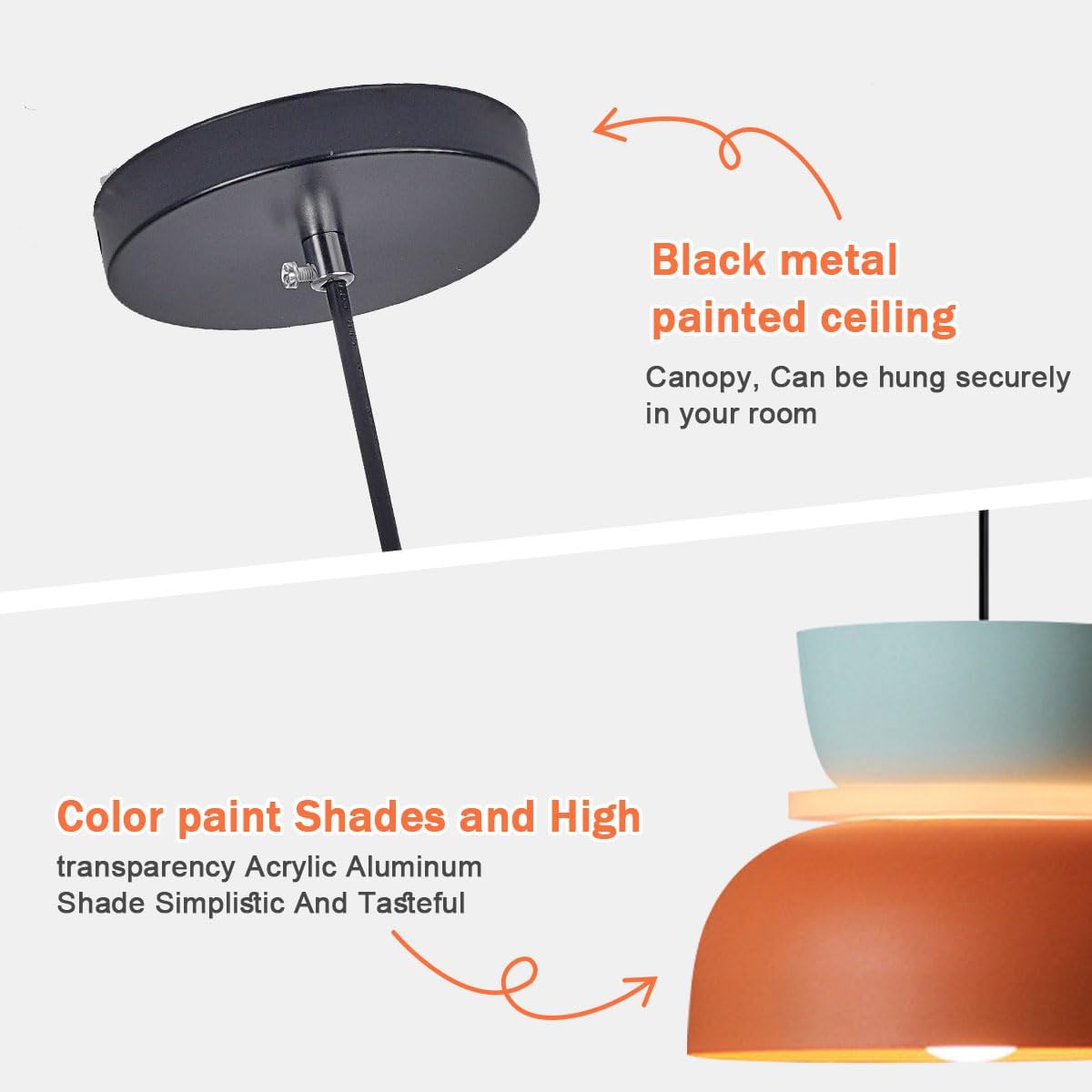 Transparency pendant light orange and navy fixture light aluminum,acrylic foyer light