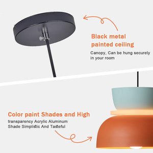 Transparency pendant light orange and navy fixture light aluminum,acrylic foyer light
