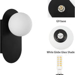 Set of 2 vanity light black mount light glass, metal wall light