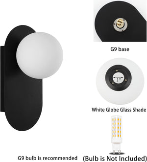 Set of 2 vanity light black mount light glass, metal wall light