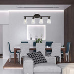 4 light glass industrial wall light fixture with oil rubbed bronze finish
