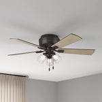 Industrial ceiling fan with LED light pull chain ceiling lighting with bronze finish