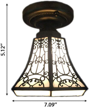 1 light ceiling light brown pendant light metal + art glass hallway light