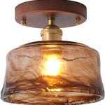 Modern ceiling light brown hallway light wood, brass, glass entry way light