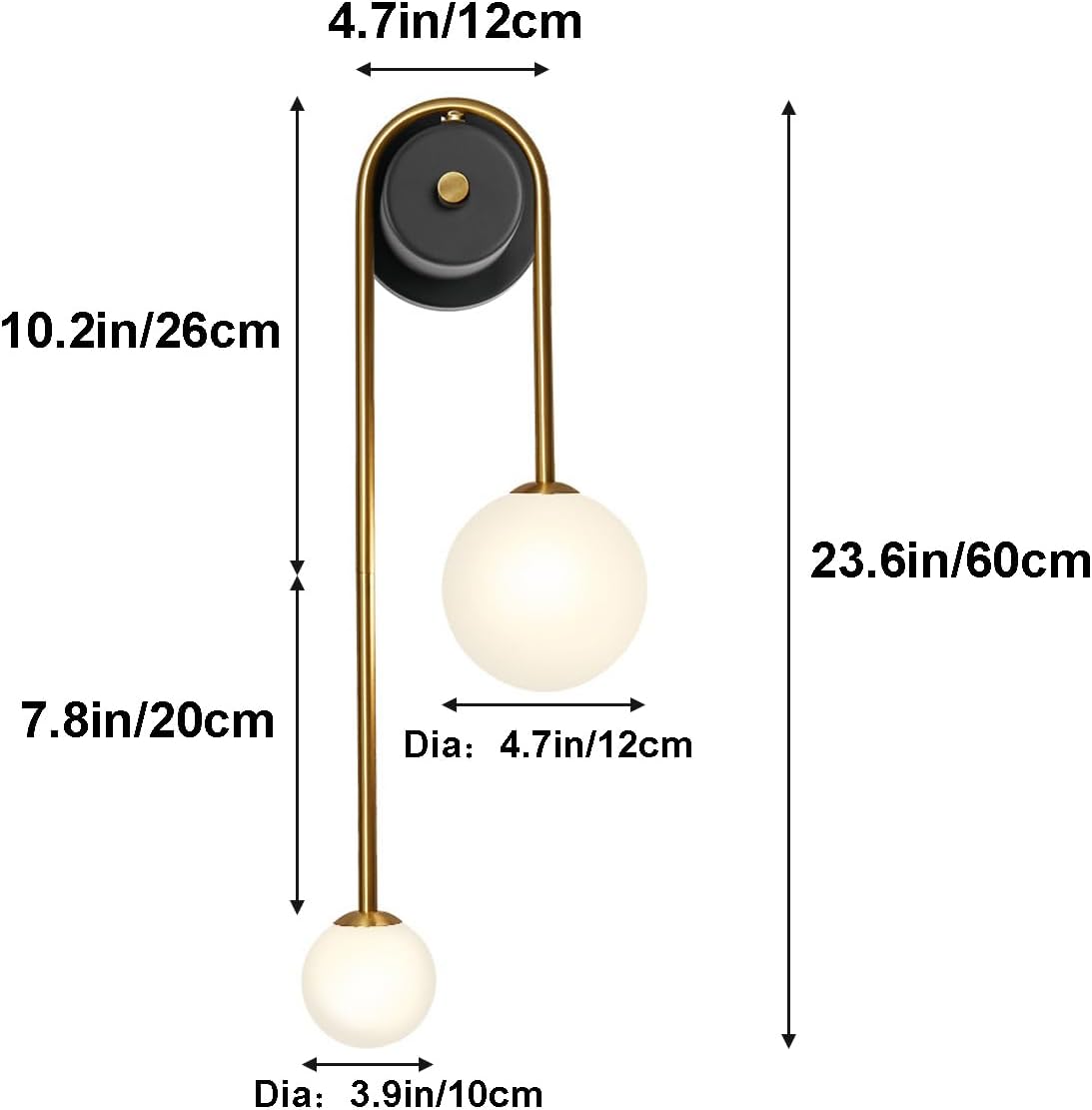 U-shape wall light gold fixture light metal bathroom light