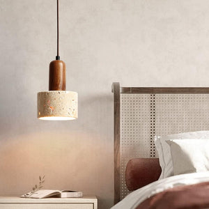 Vintage pendant light brown cylinder light wood, metal kitchen island light