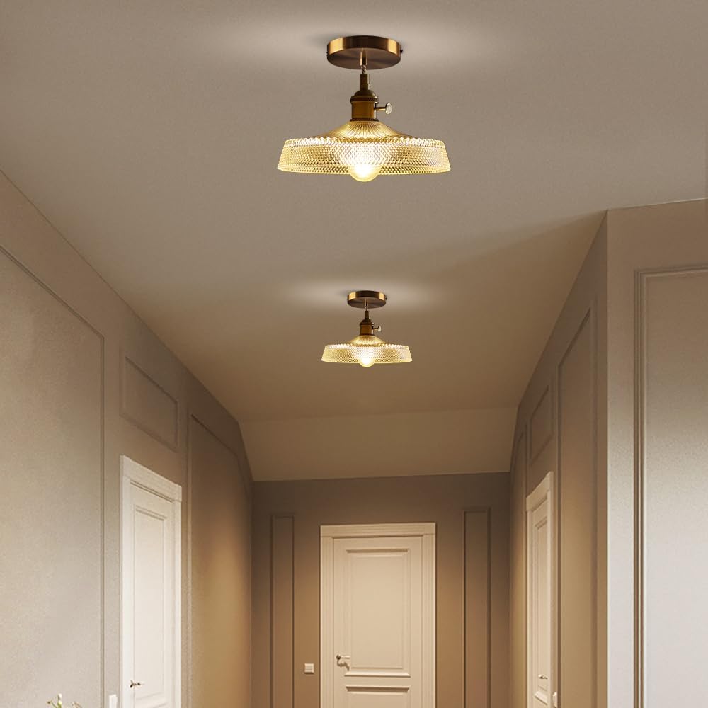 Antique pendant light clear glass hanging light glass copper kitchen light