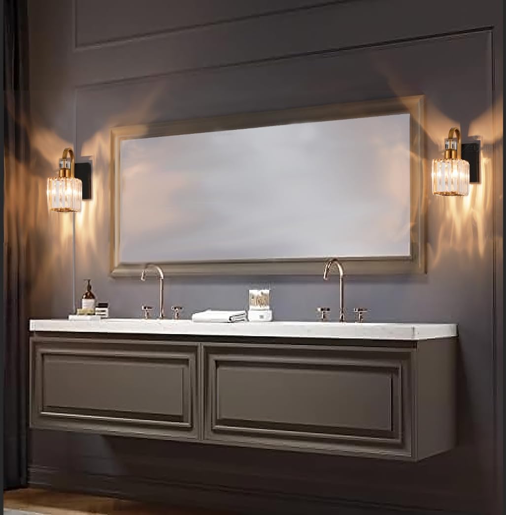 Plug in hallway light gold+black wall light metal bathroom light