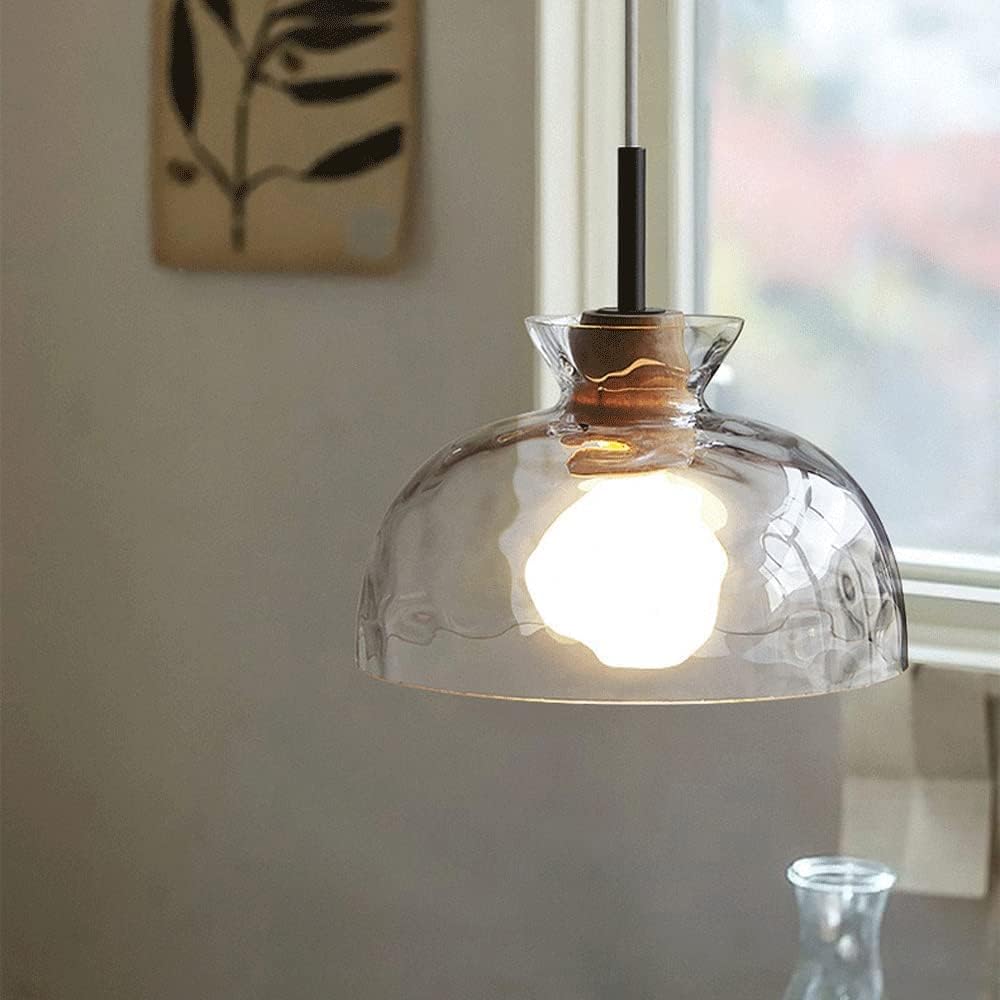 Adjustable height hanging light black ceiling lamp glass pendant light