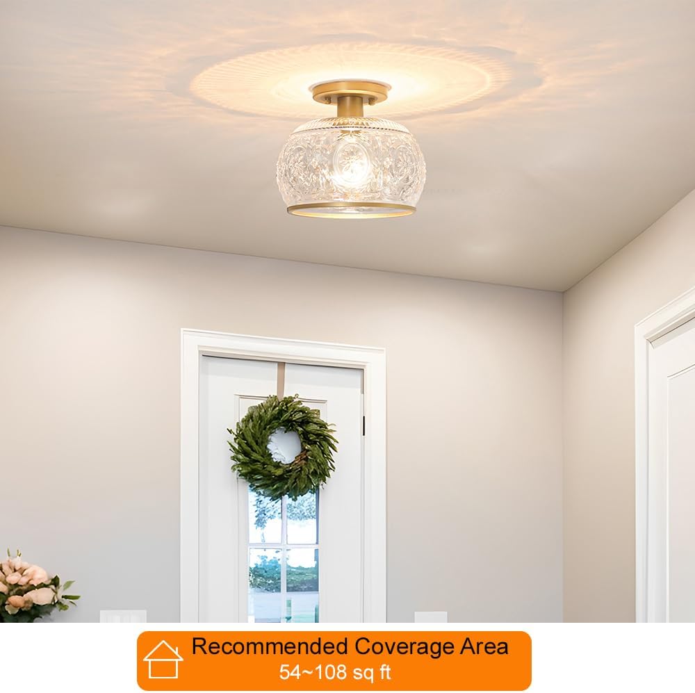 Vintage flush mount light gold hallway light metal bathroom lights