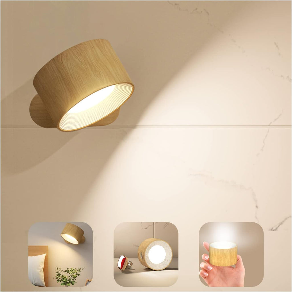 3 brightness cordless light wood reading light natural wall light