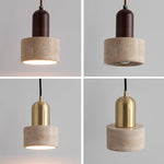 Vintage pendant light brown cylinder light wood, metal kitchen island light