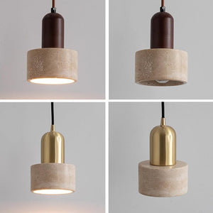 Vintage pendant light brown cylinder light wood, metal kitchen island light
