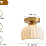 2 pack ceiling light gold flush mount light ceramic, iron porch light