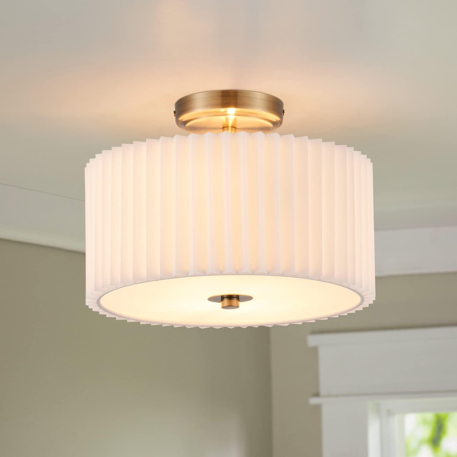 2-light drum light bronze bedroom light fabric, metal ceiling light