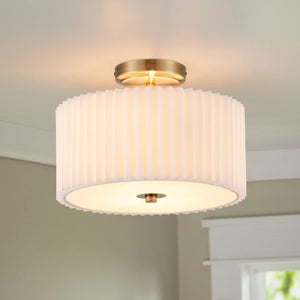 2-light drum light bronze bedroom light fabric, metal ceiling light