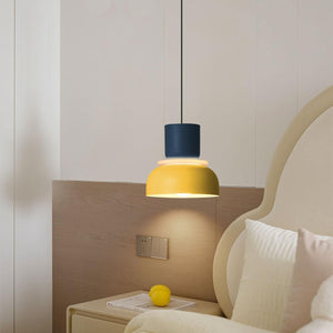 Industrial dining room light yellow and blue hanging light aluminum acrylic pendant light