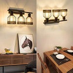3 light vanity industrial cage wall sconce light