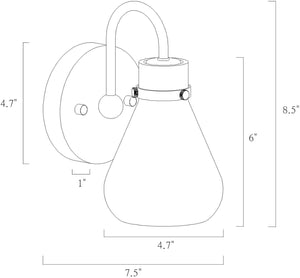 1-light mounted light brass wall light glass, metal  fixture light